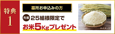 特典1：お米５kgプレゼント