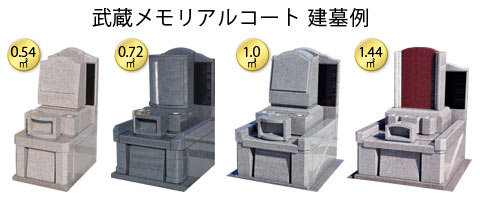 武蔵メモリアルコート建墓例（0.54㎡・0.72㎡・1.0㎡・1.44㎡）
